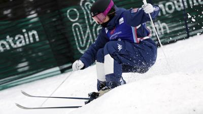 PARK CITY, UTAH - FEBRUARY 01: Olivia Giaccio of Team United States competes during qualifications for the Women's Moguls Competition at the Intermountain Healthcare Freestyle International Ski World Cup at Deer Valley on February 01, 2024 in Park City,...